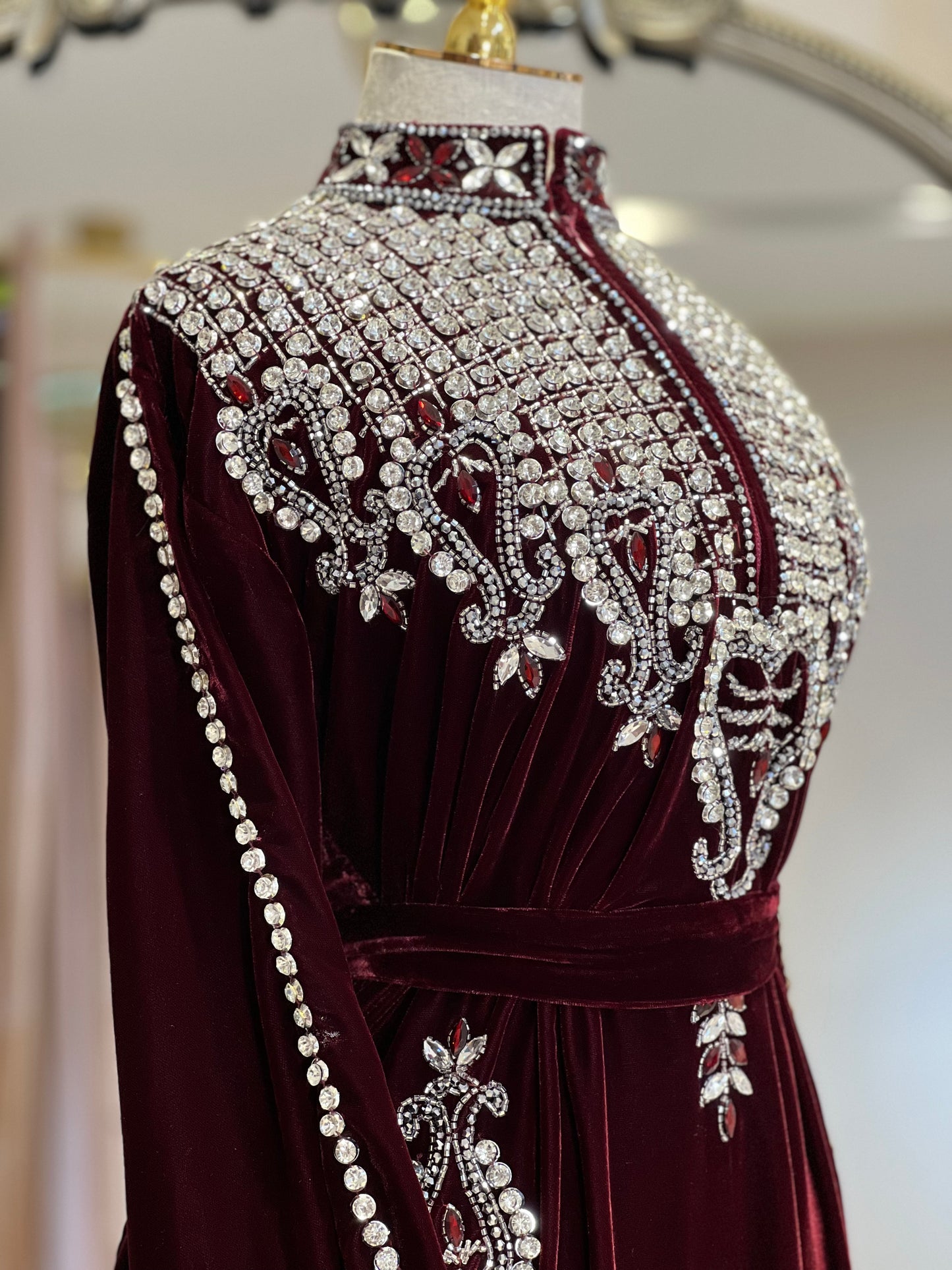 Rasha Velevt Luxury Dress With Feathers