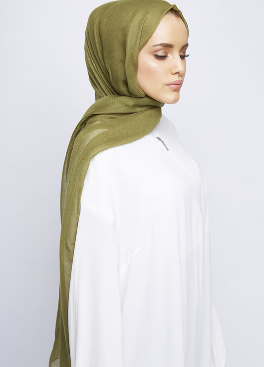 Olive Plain Viscose Maxi Hijab