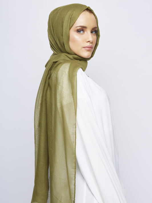 Olive Plain Viscose Maxi Hijab