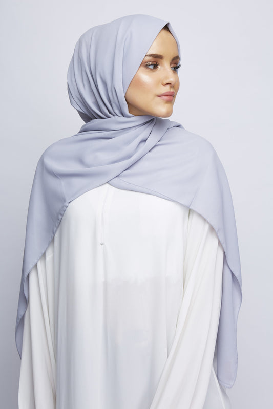 Silver Grey Luxury Crepe Hijab