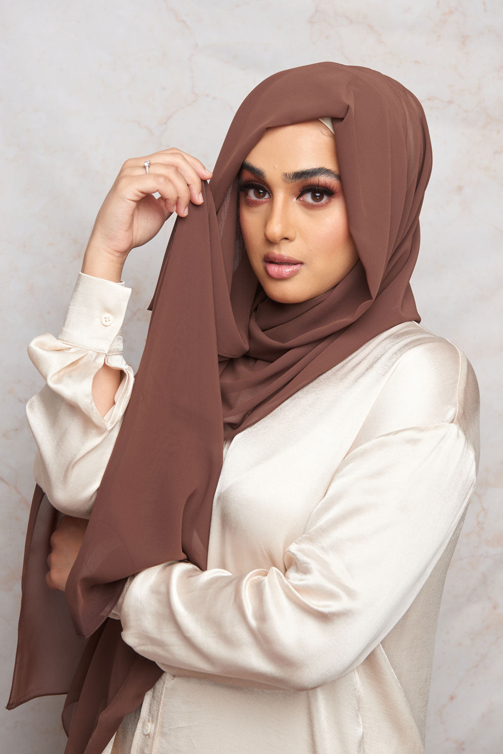 Deep Reddish Brown Premium Chiffon Hijab