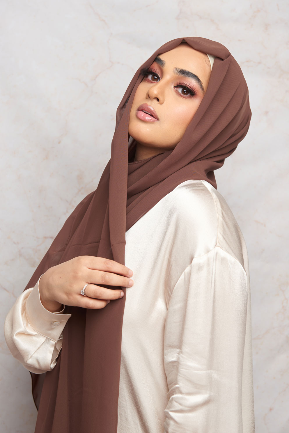 Deep Reddish Brown Premium Chiffon Hijab