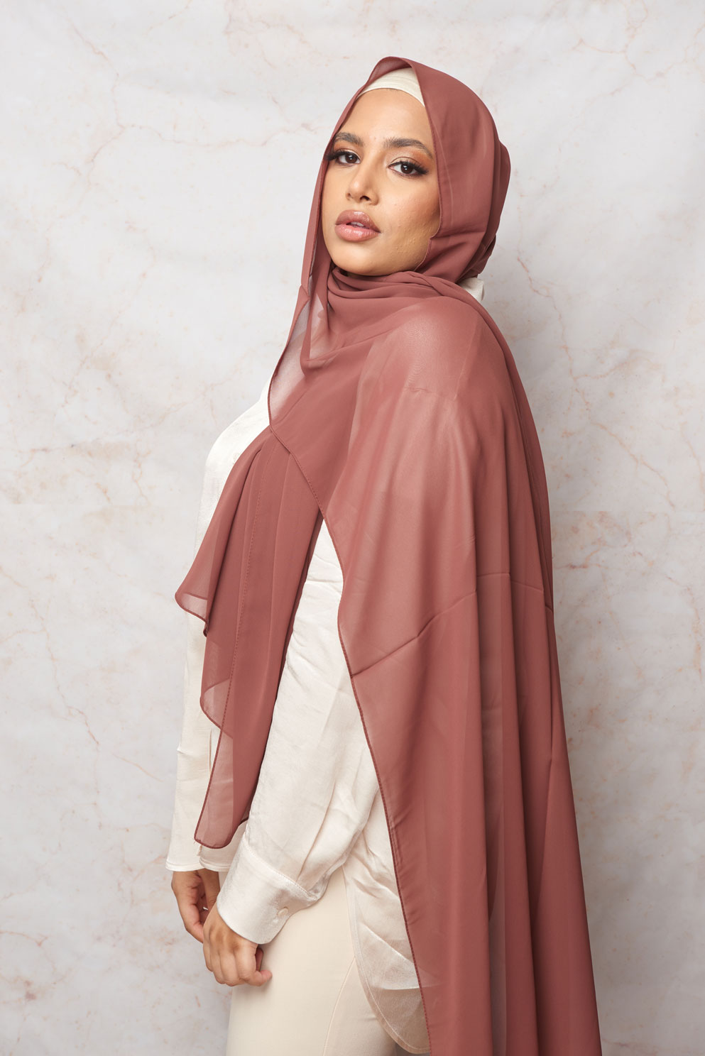 Dusty Rose Gold Premium Chiffon Hijab