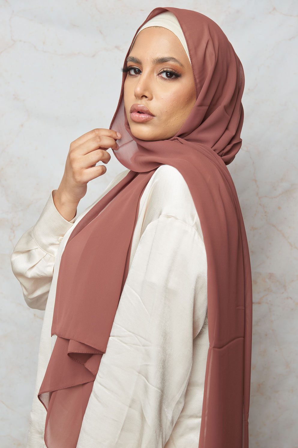 Dusty Rose Gold Premium Chiffon Hijab – BenHarad