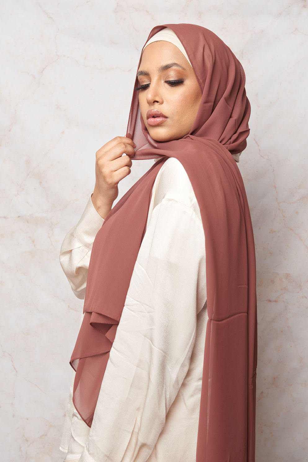 Dusty Rose Gold Premium Chiffon Hijab