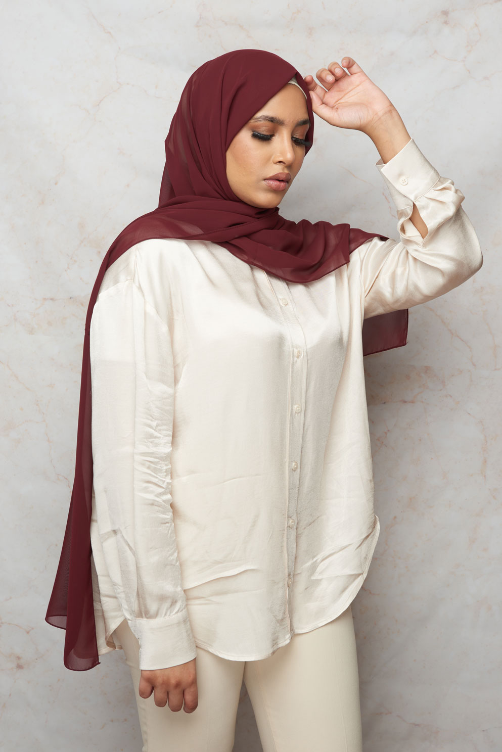 Old Burgundy Premium Chiffon Hijab