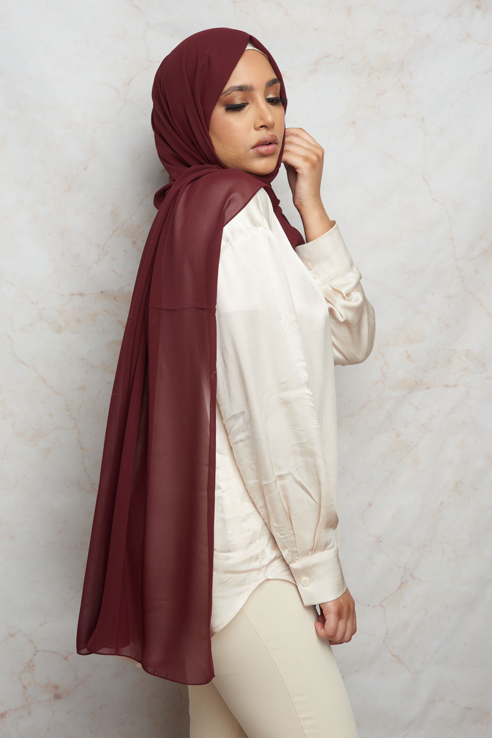 Old Burgundy Premium Chiffon Hijab