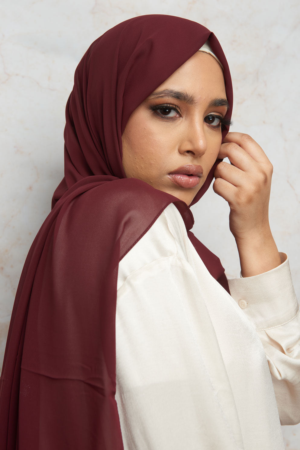 Old Burgundy Premium Chiffon Hijab