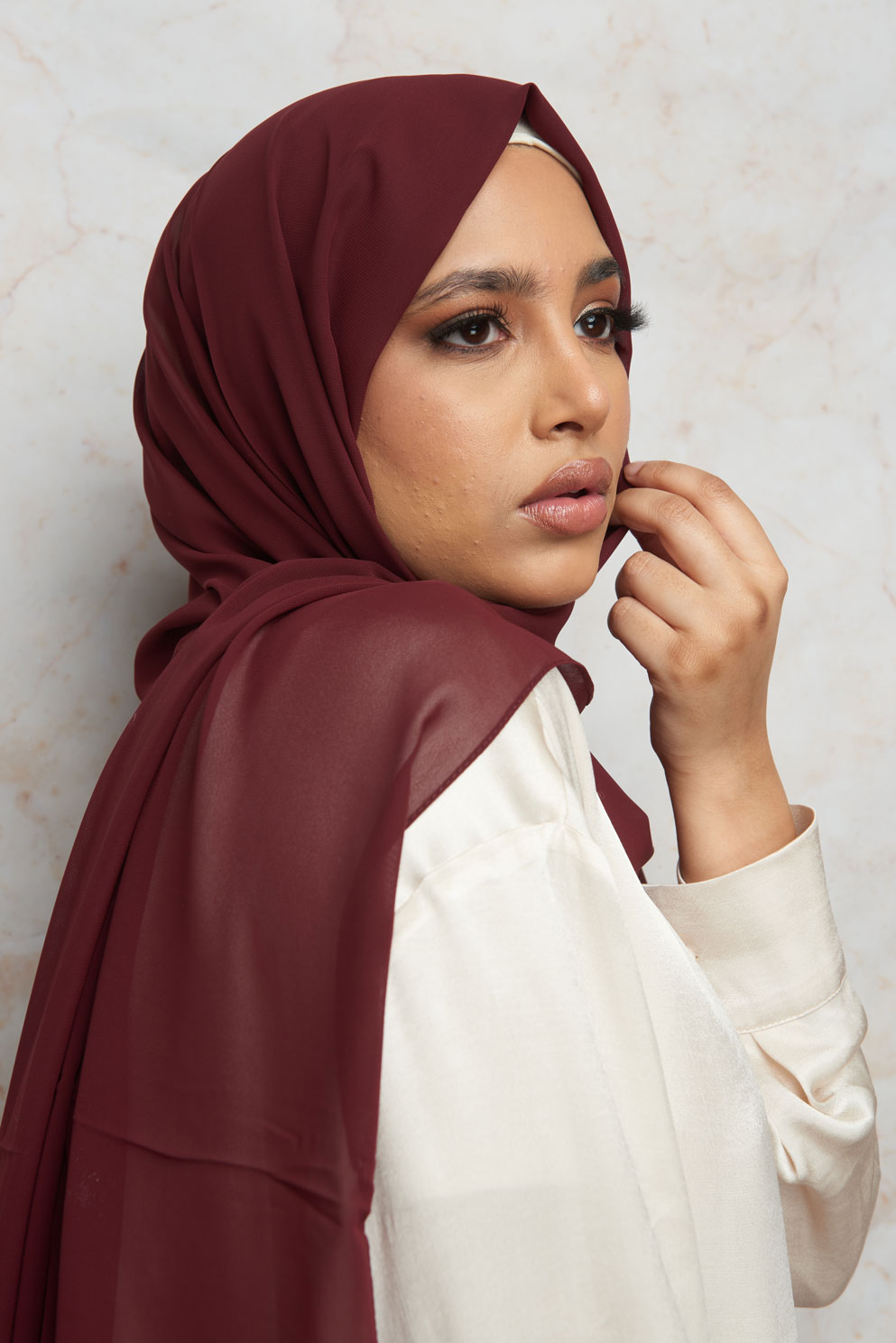 Old Burgundy Premium Chiffon Hijab