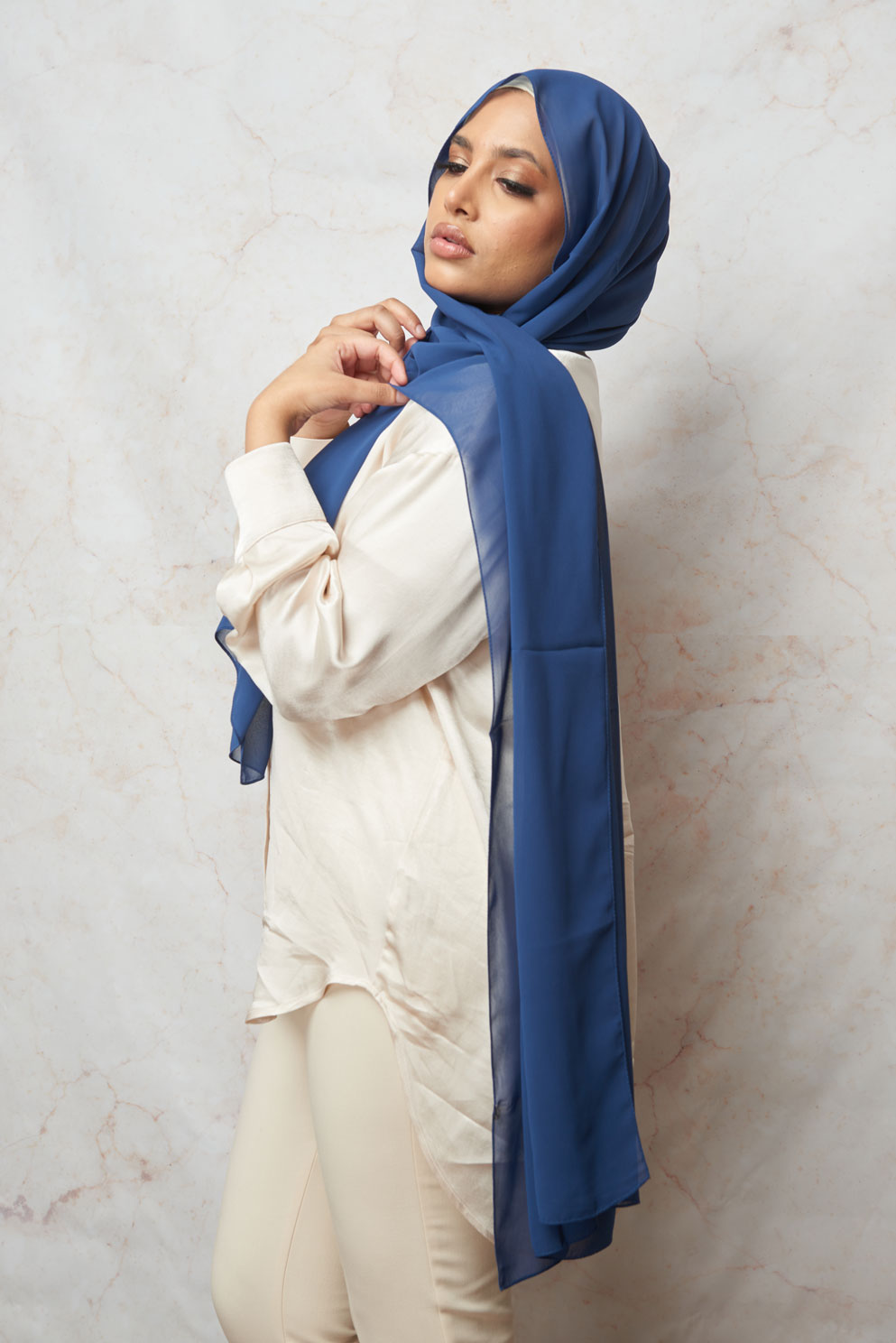 Prussian Blue Premium Chiffon Hijab