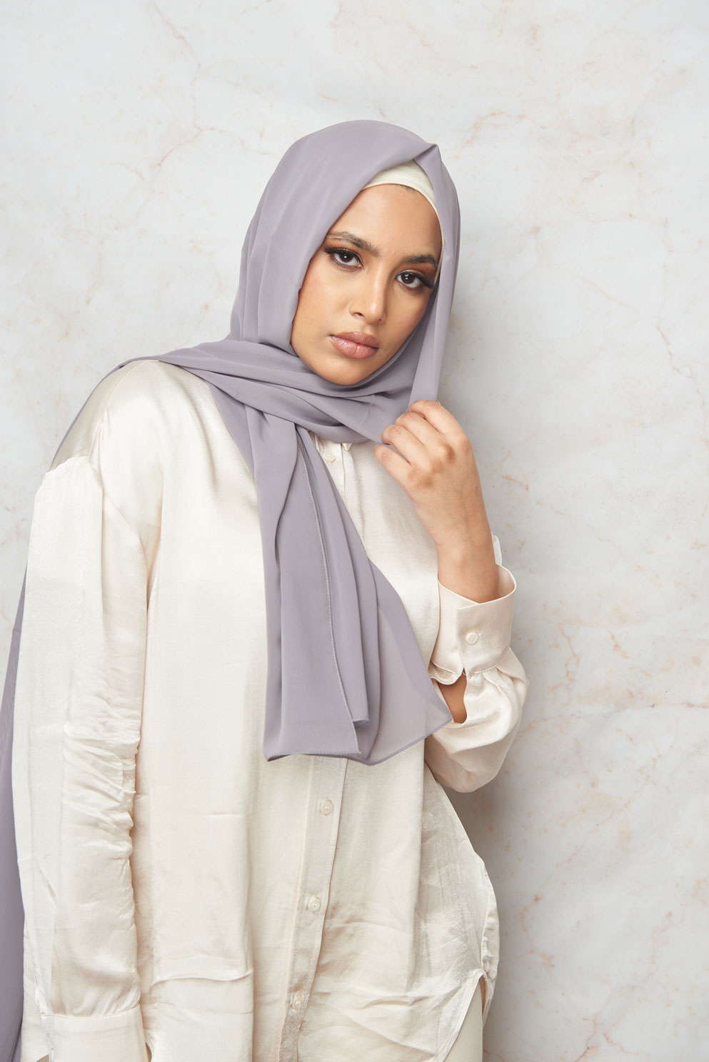 Grey Lavender Premium Chiffon Hijab