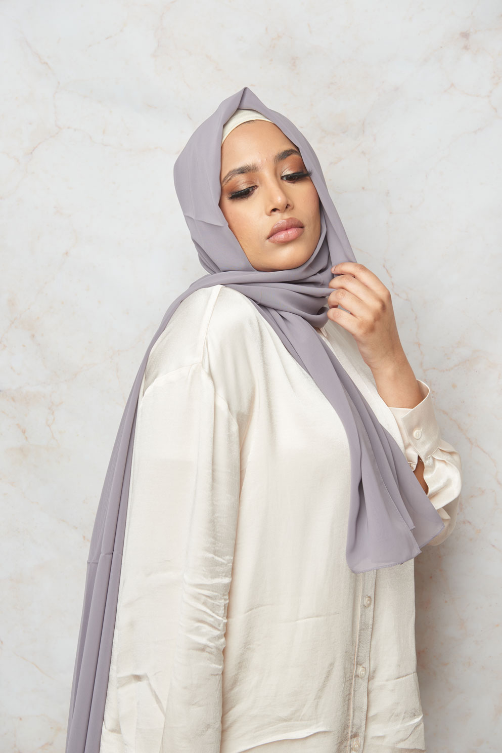 Grey Lavender Premium Chiffon Hijab