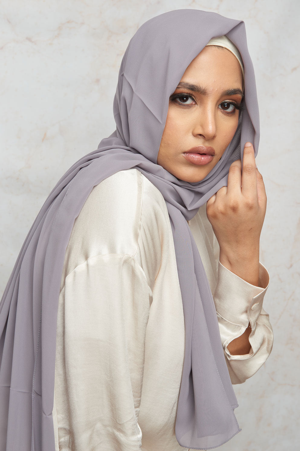 Grey Lavender Premium Chiffon Hijab