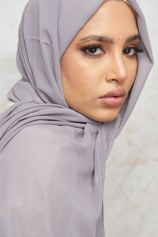 Grey Lavender Premium Chiffon Hijab