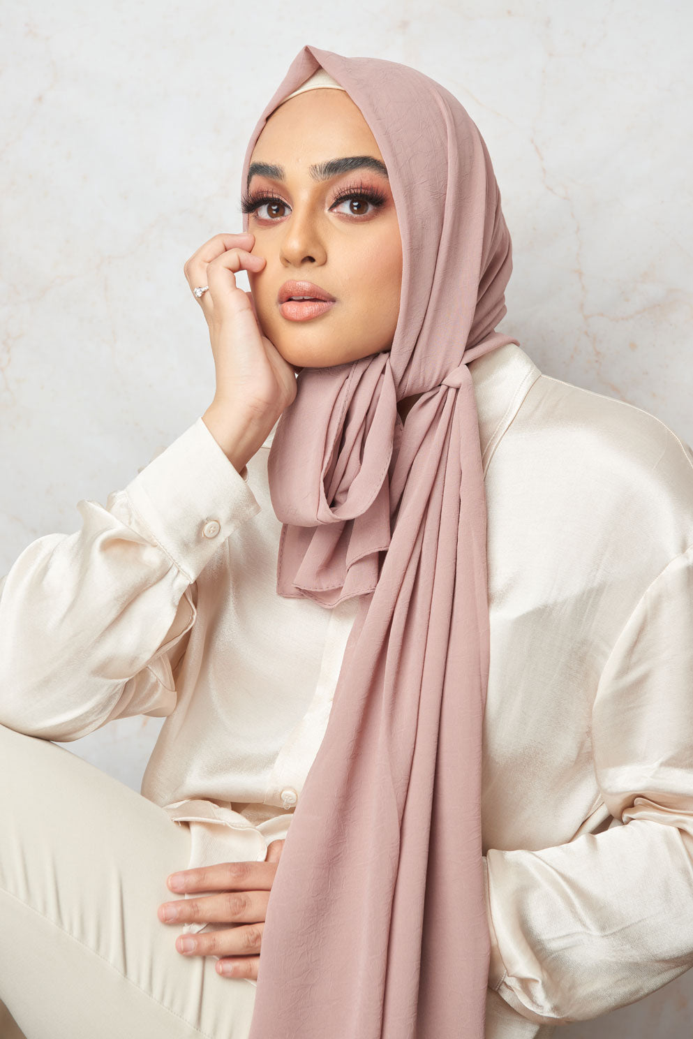 Ash Rose Marble Vein Chiffon Hijab