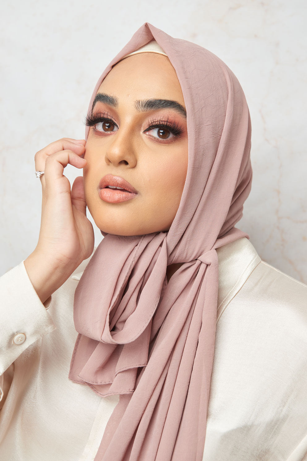 Ash Rose Marble Vein Chiffon Hijab