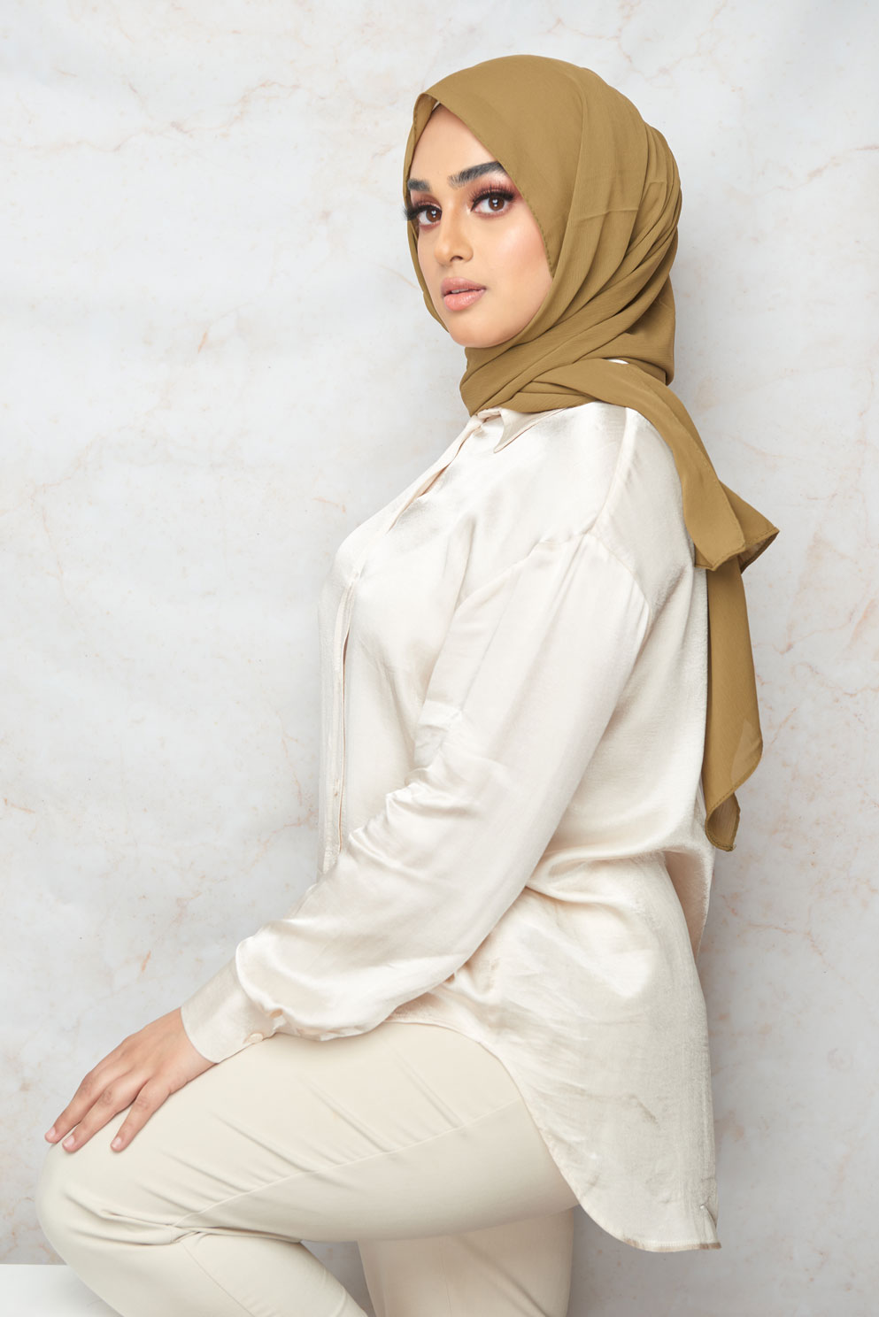 Bronze Mist crinkle chiffon hijab