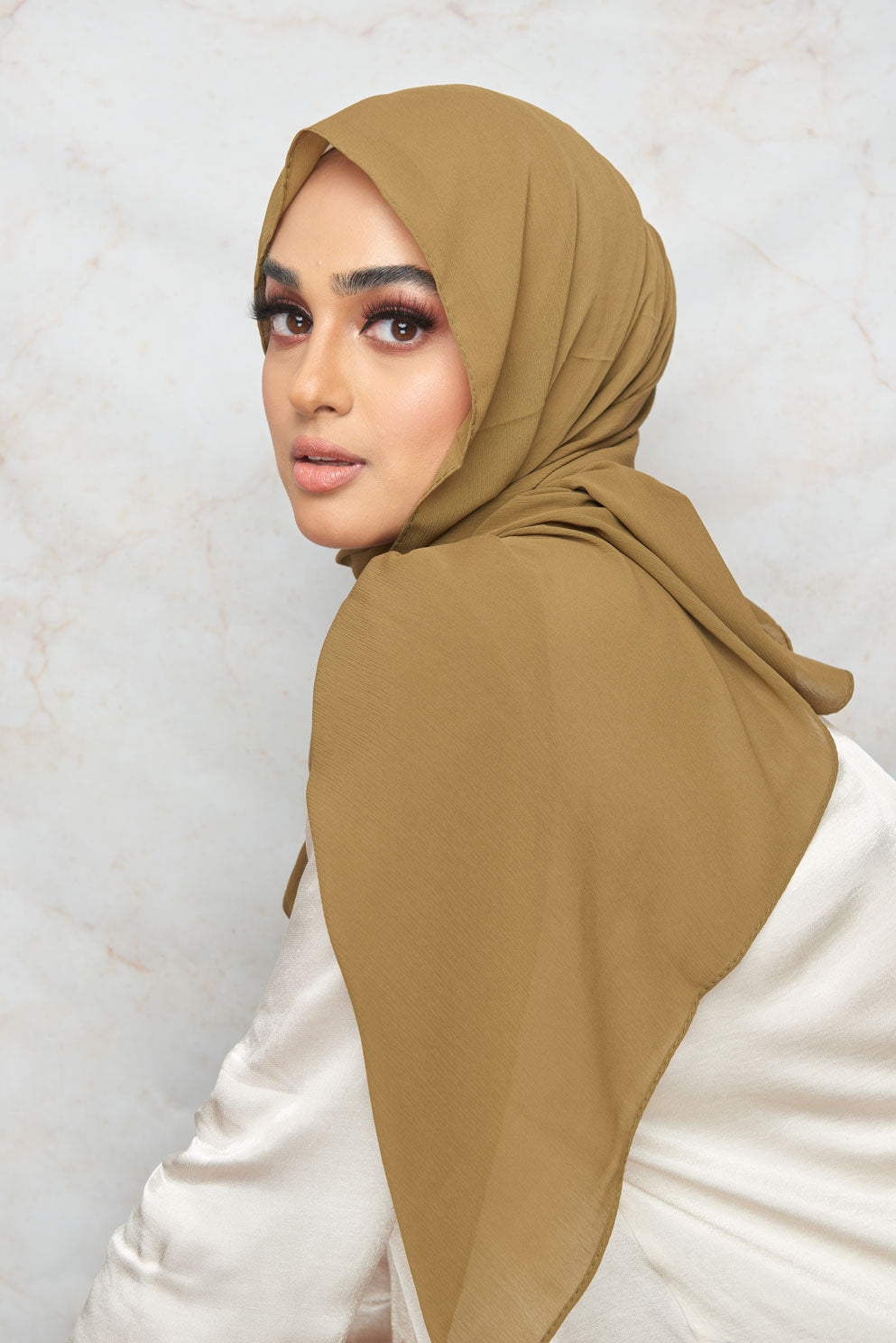 Bronze Mist crinkle chiffon hijab