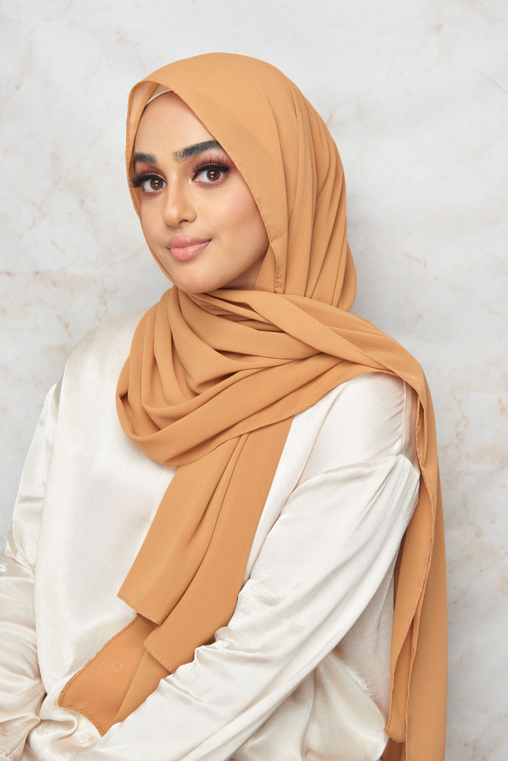 creme orange CRINKLE CHIFFON HIJAB