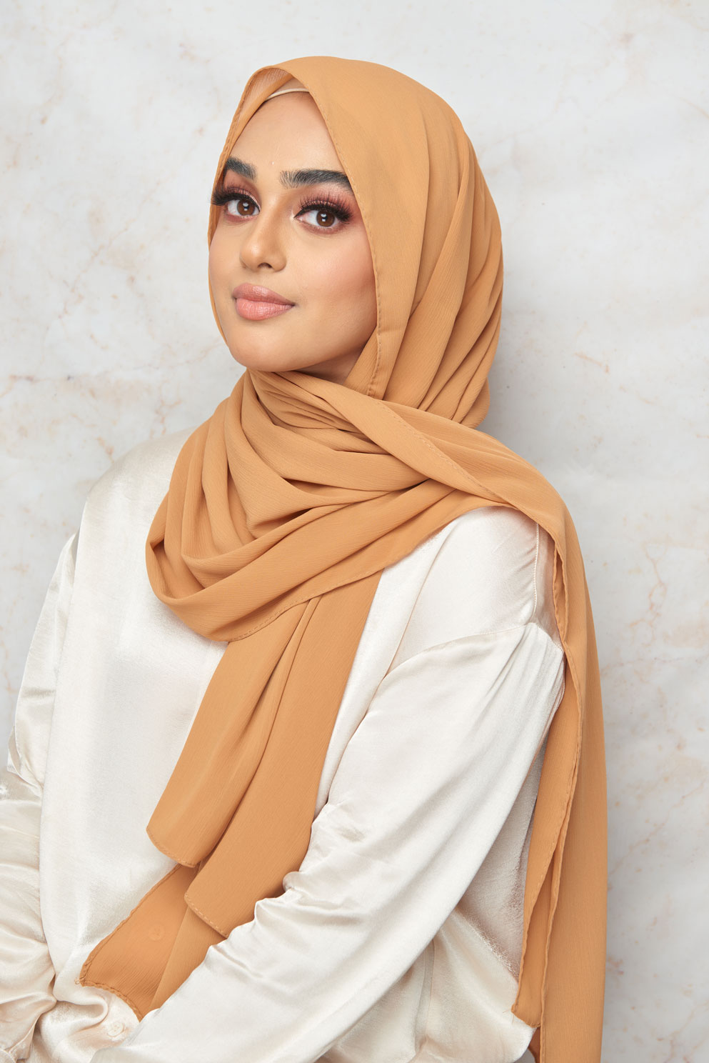 creme orange CRINKLE CHIFFON HIJAB