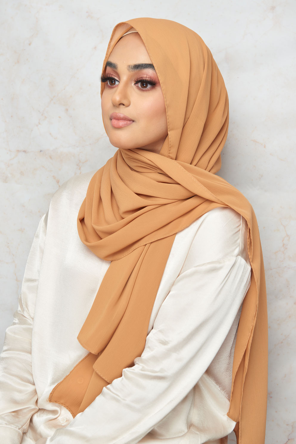 creme orange CRINKLE CHIFFON HIJAB