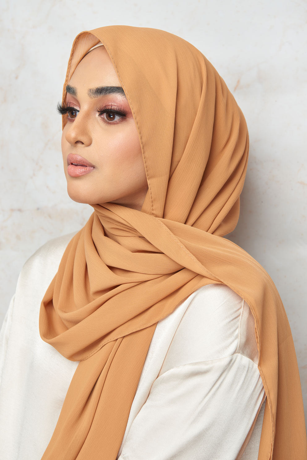 creme orange CRINKLE CHIFFON HIJAB