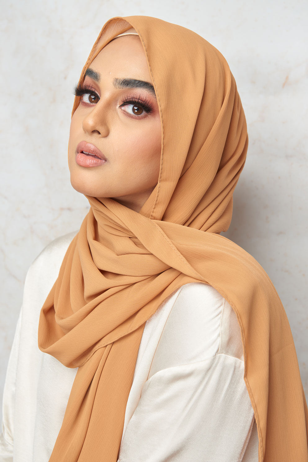 creme orange CRINKLE CHIFFON HIJAB