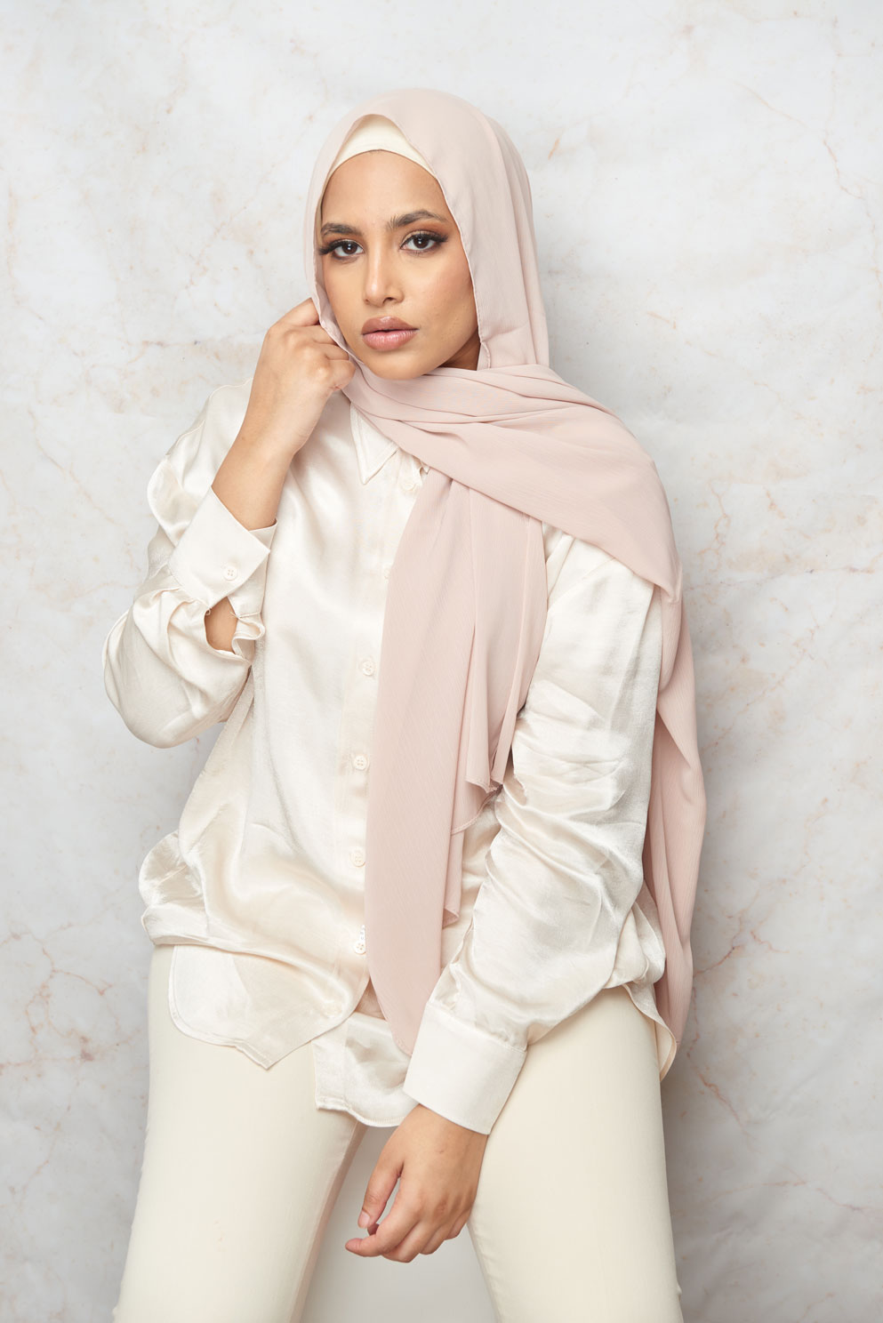 Creme Tan CRINKLE CHIFFON HIJAB