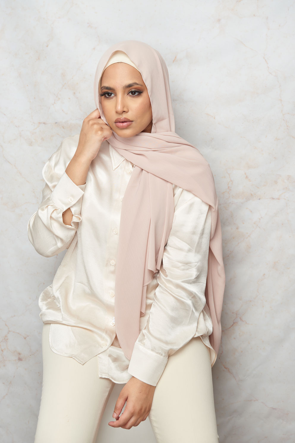 Creme Tan CRINKLE CHIFFON HIJAB