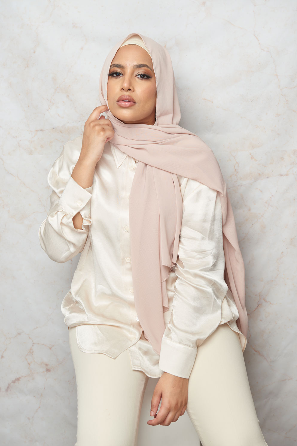Creme Tan CRINKLE CHIFFON HIJAB