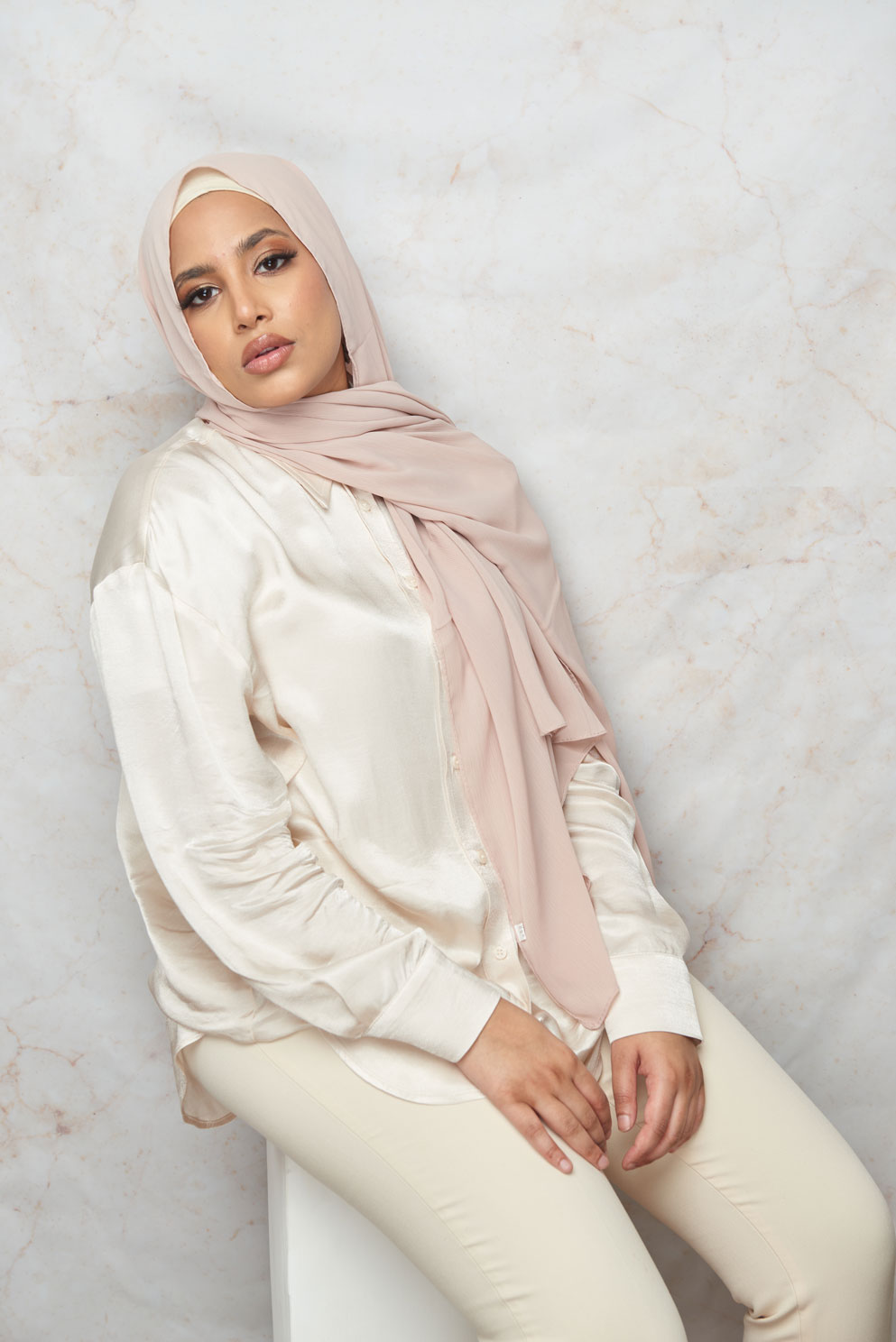 Creme Tan CRINKLE CHIFFON HIJAB