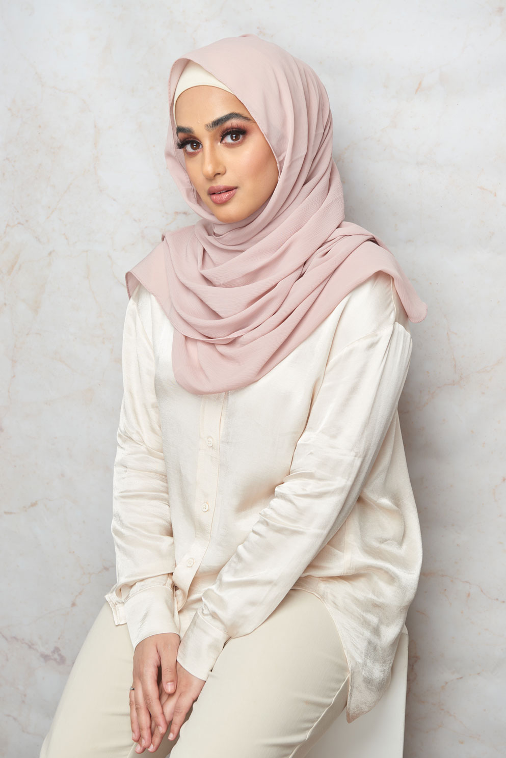 Rose Ash Light CRINKLE CHIFFON HIJAB