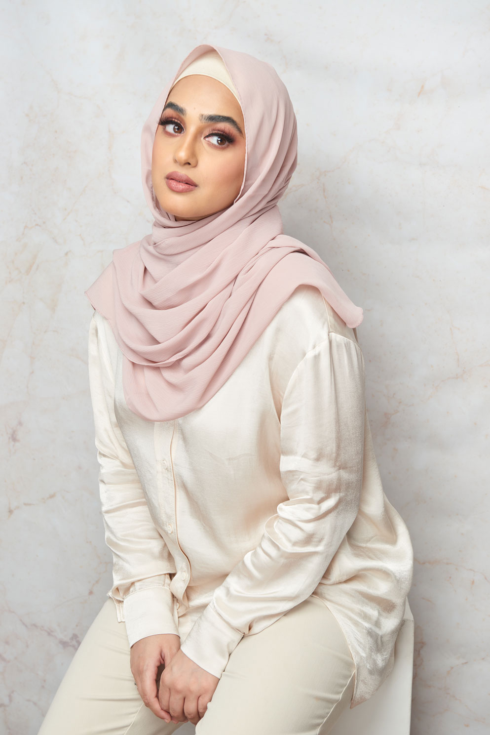 Rose Ash Light CRINKLE CHIFFON HIJAB