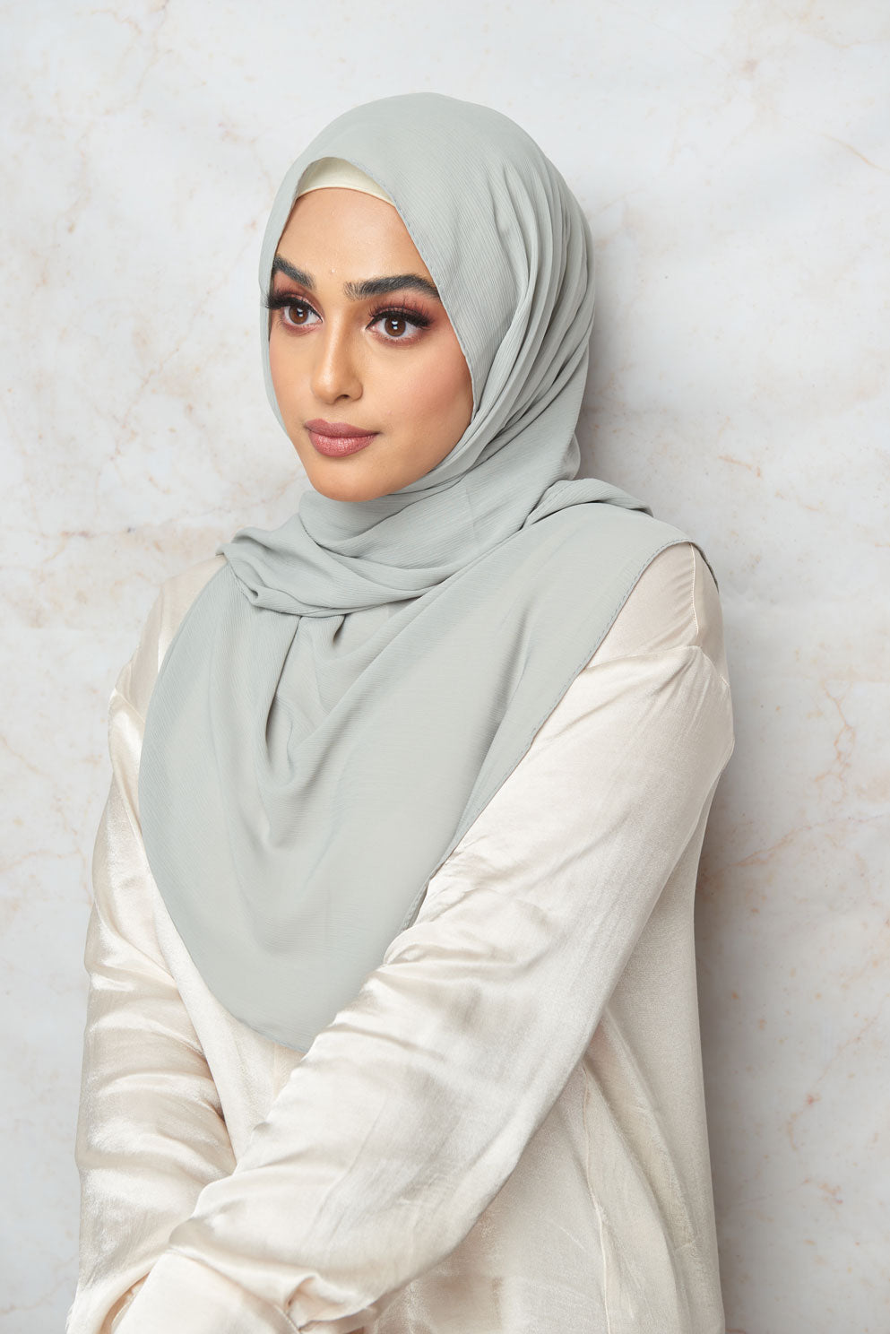 Wickham Gray Crinkle Chiffon Hijab