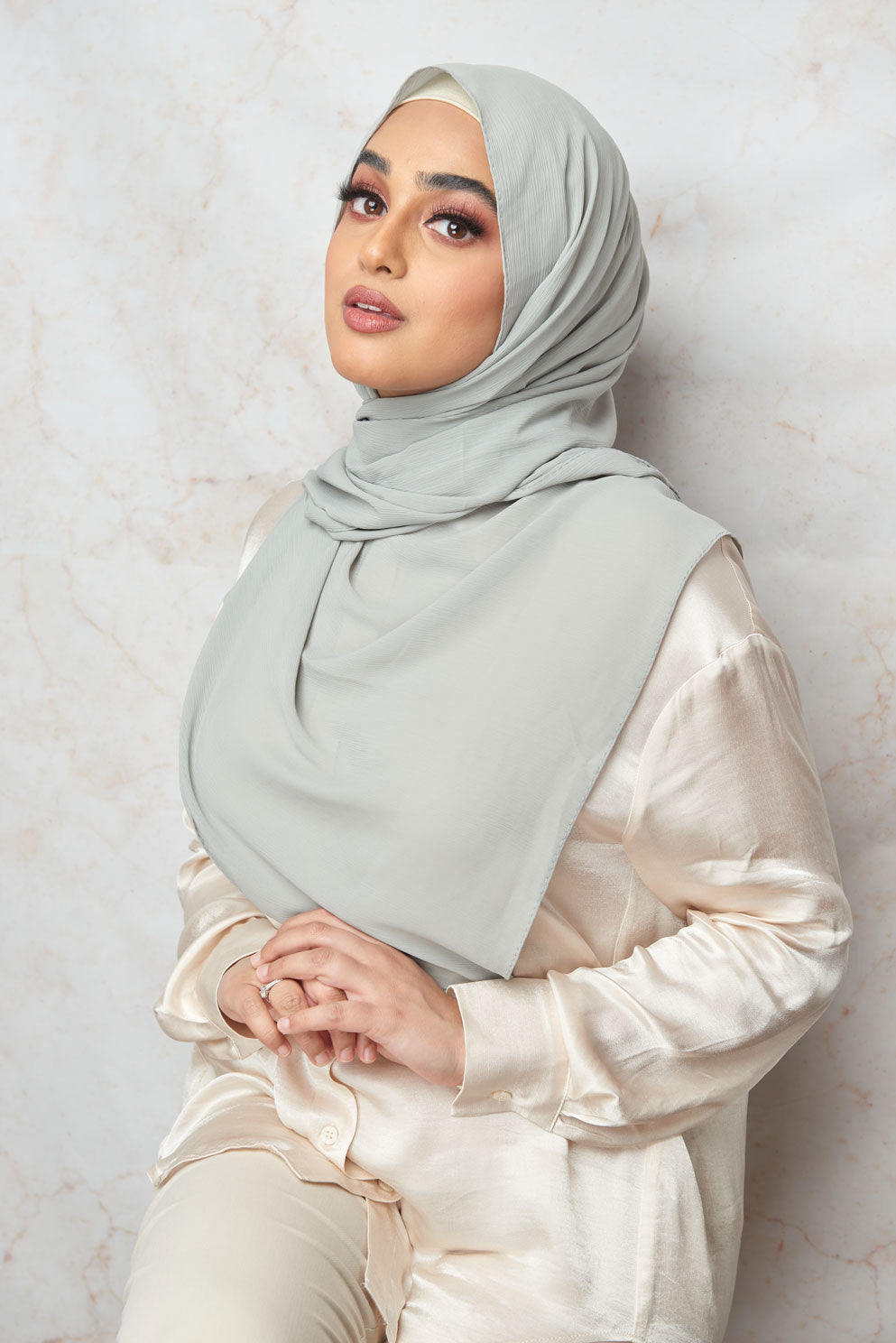Wickham Gray Crinkle Chiffon Hijab