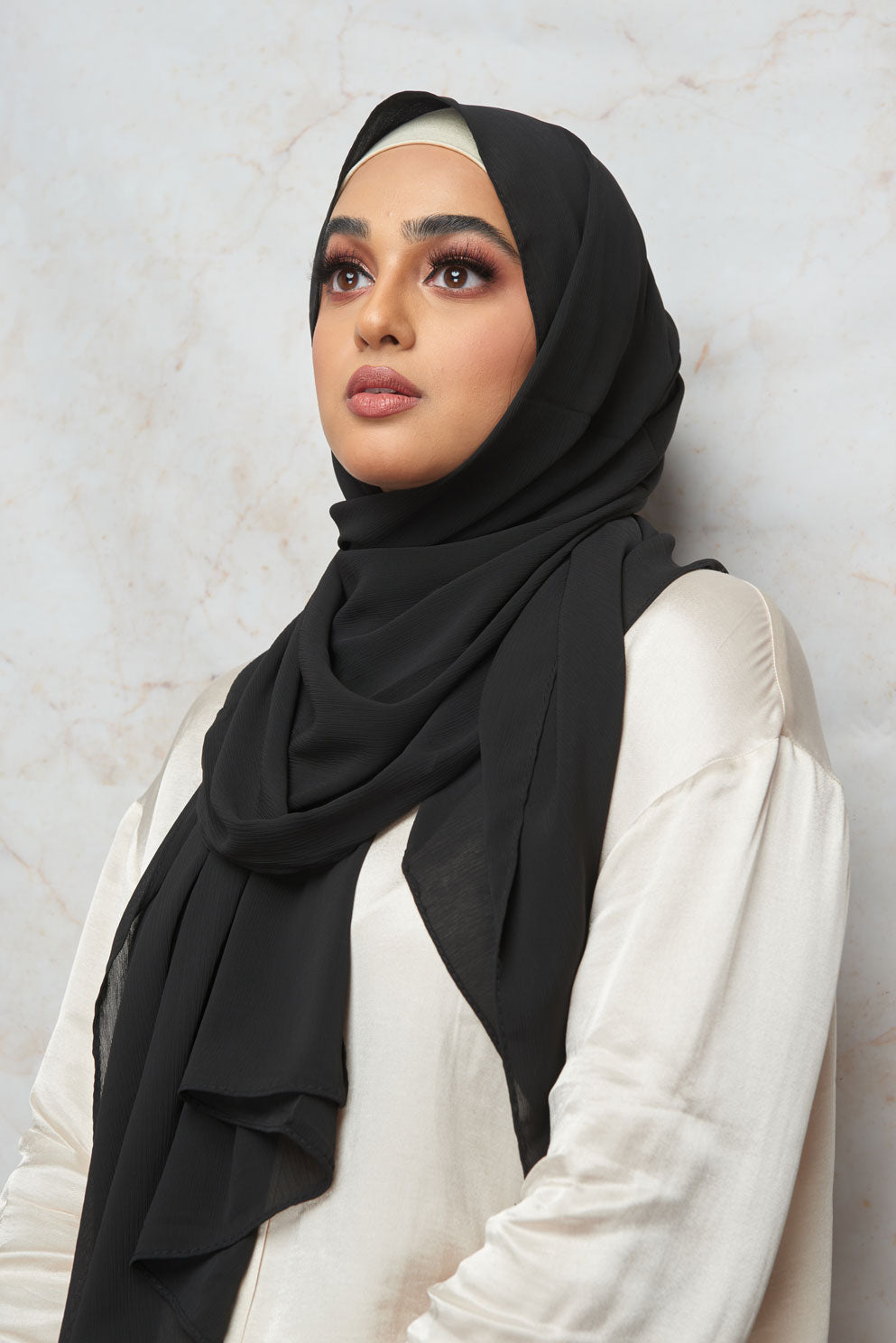 Black Crinkle Chiffon Hijab