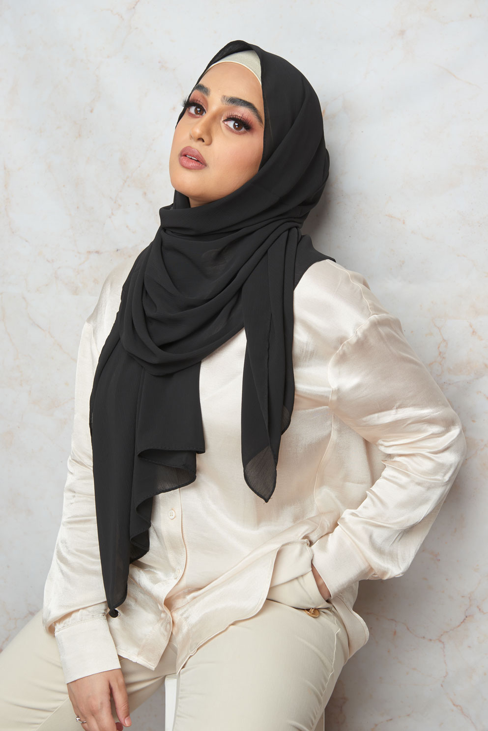 Black Crinkle Chiffon Hijab