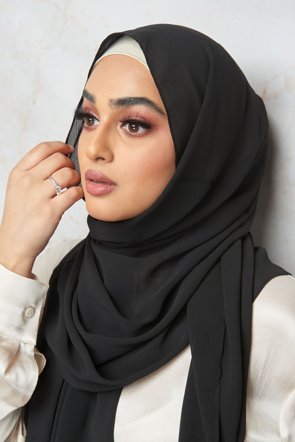 Black Crinkle Chiffon Hijab