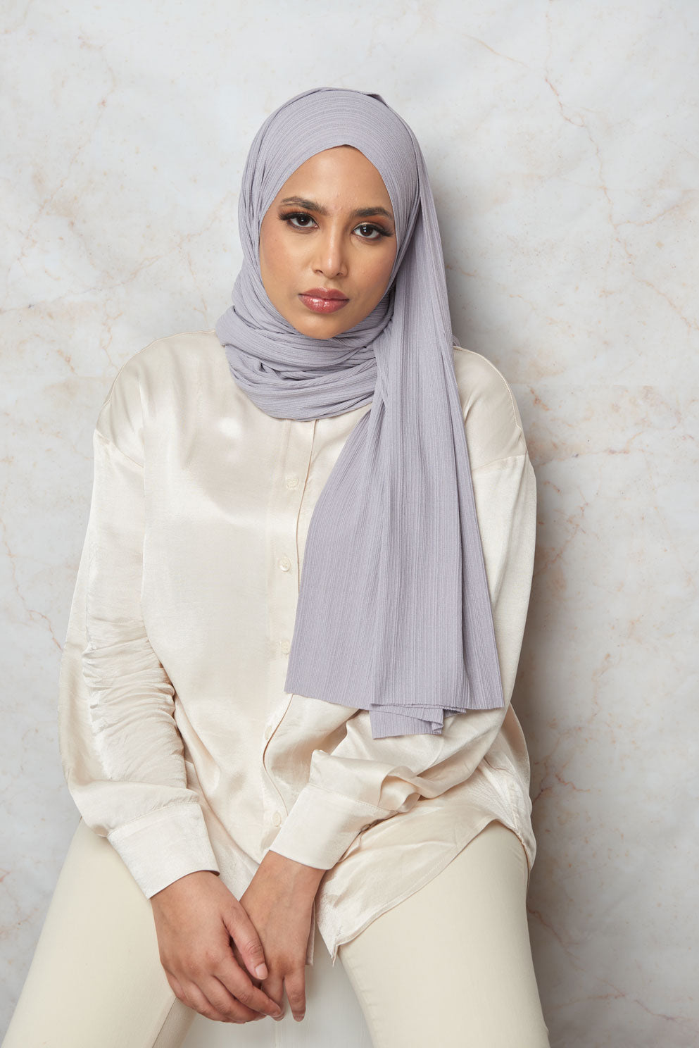 Pearl French Grey Premium Stretch Rib Hijab