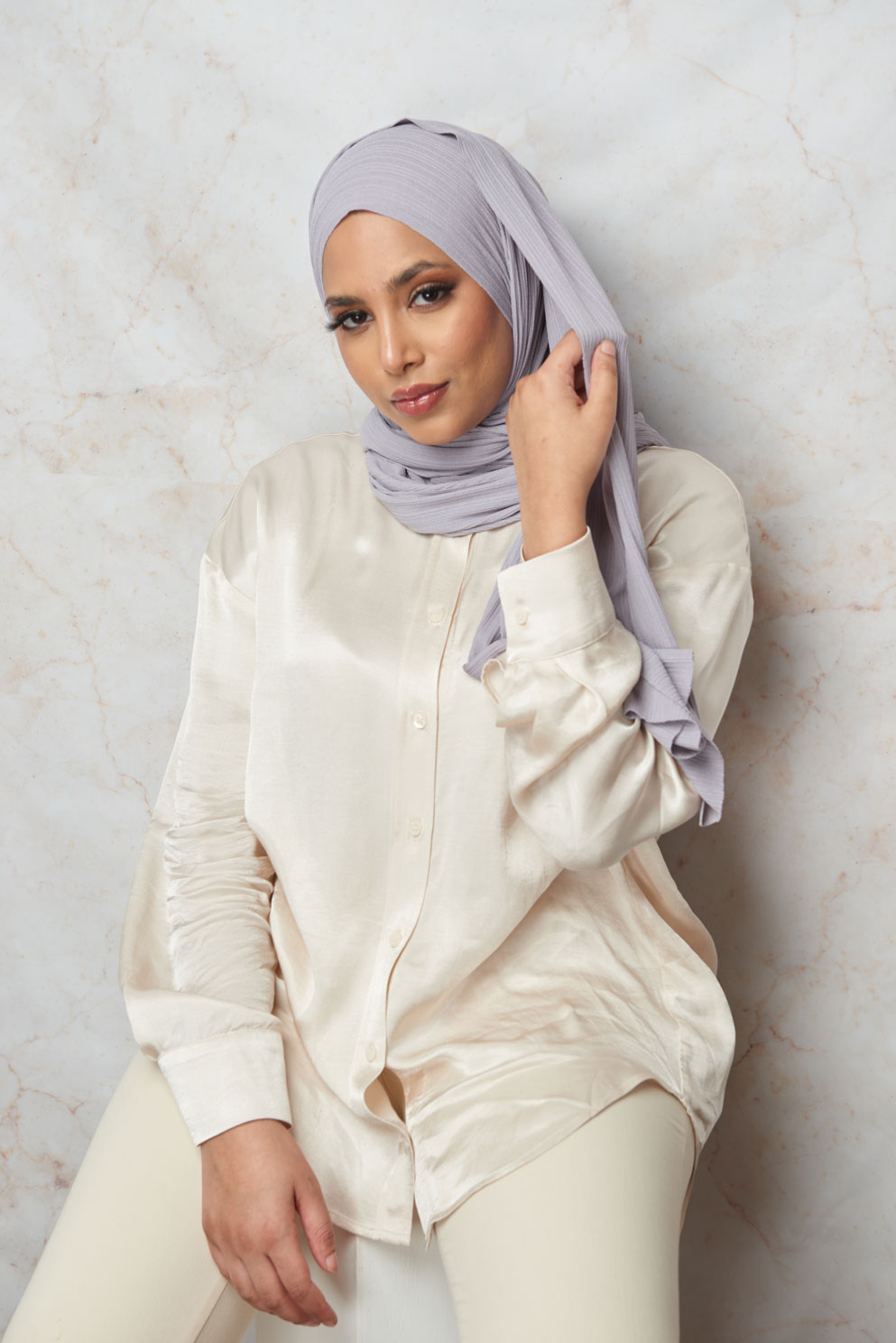 Pearl French Grey Premium Stretch Rib Hijab