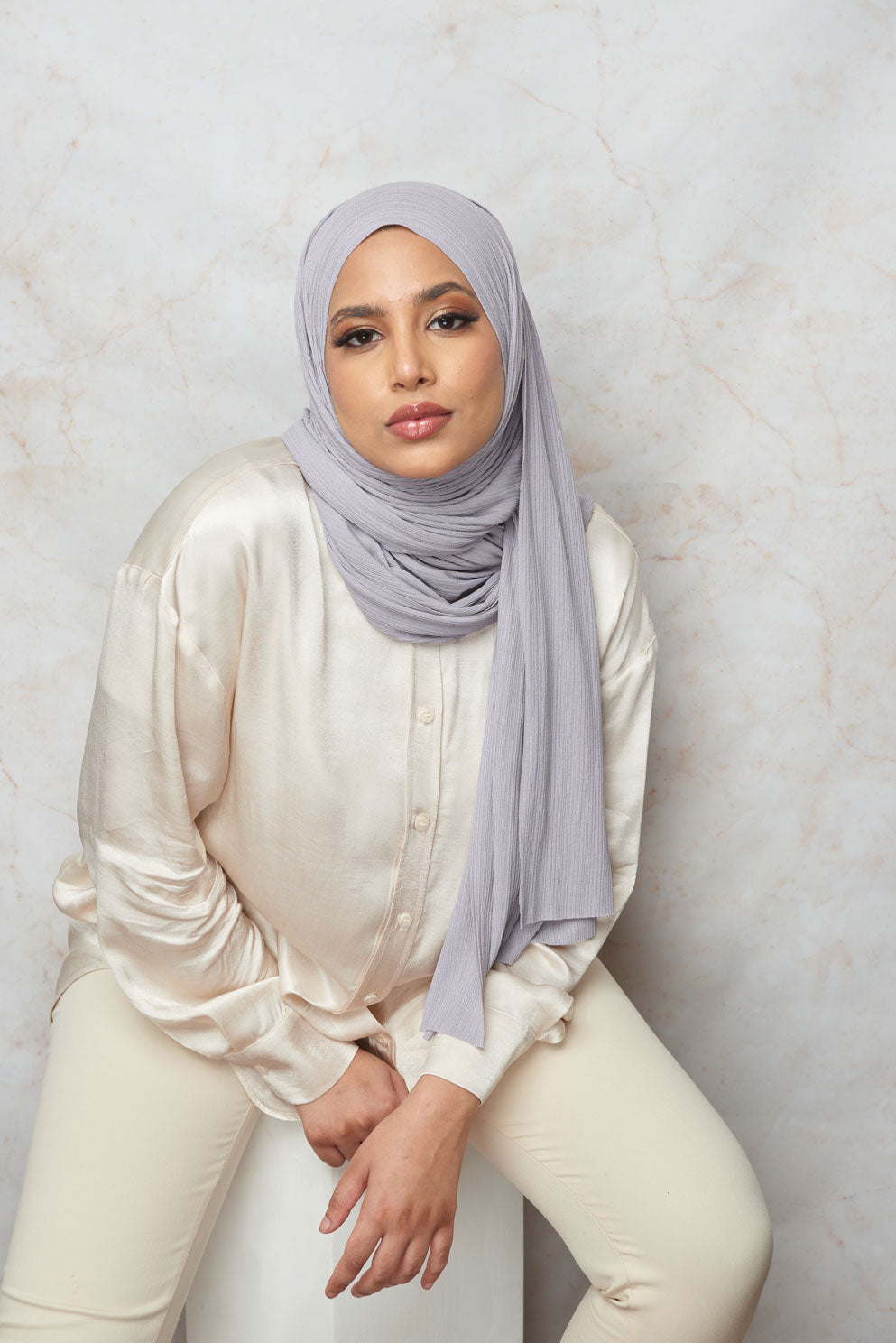 Pearl French Grey Premium Stretch Rib Hijab