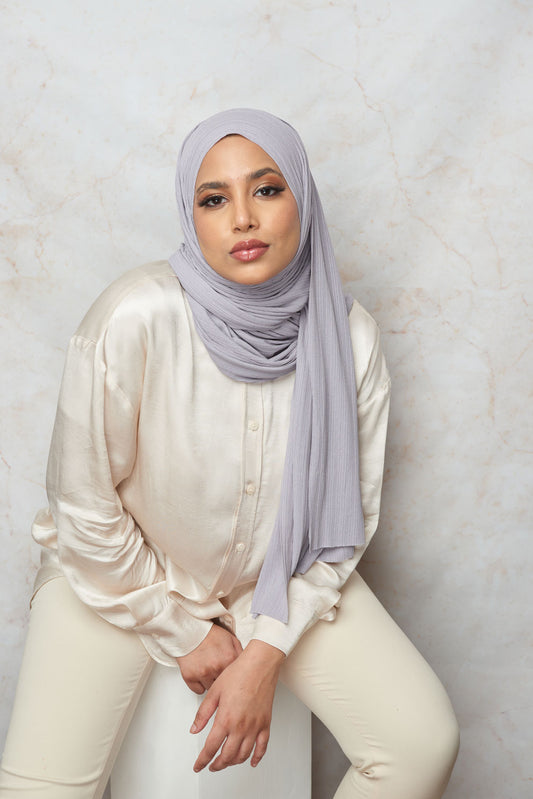 Pearl French Grey Premium Stretch Rib Hijab