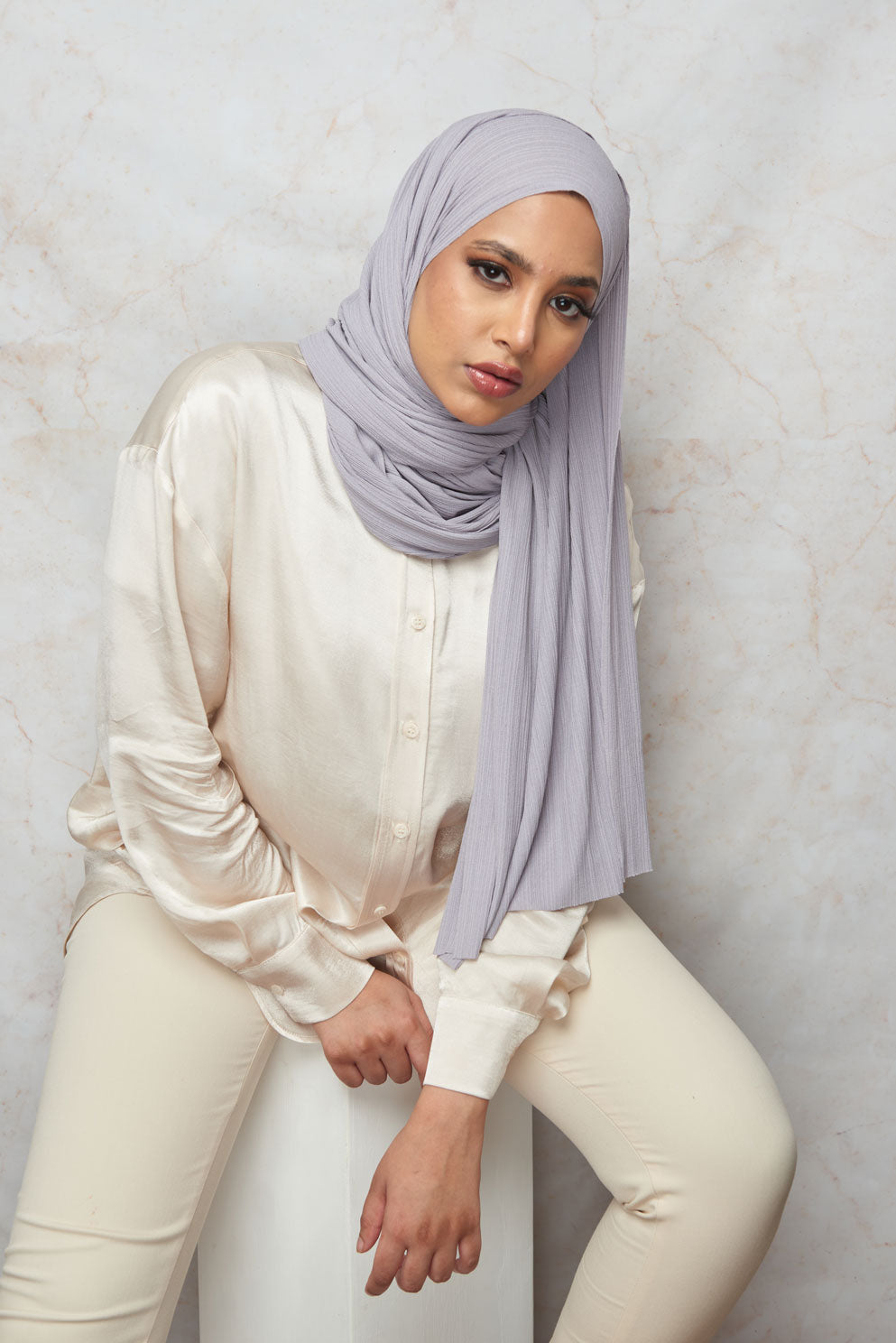 Pearl French Grey Premium Stretch Rib Hijab