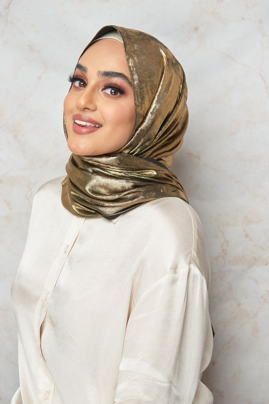(Summer Breeze Collection) Black With Gold Shimmer Hijab