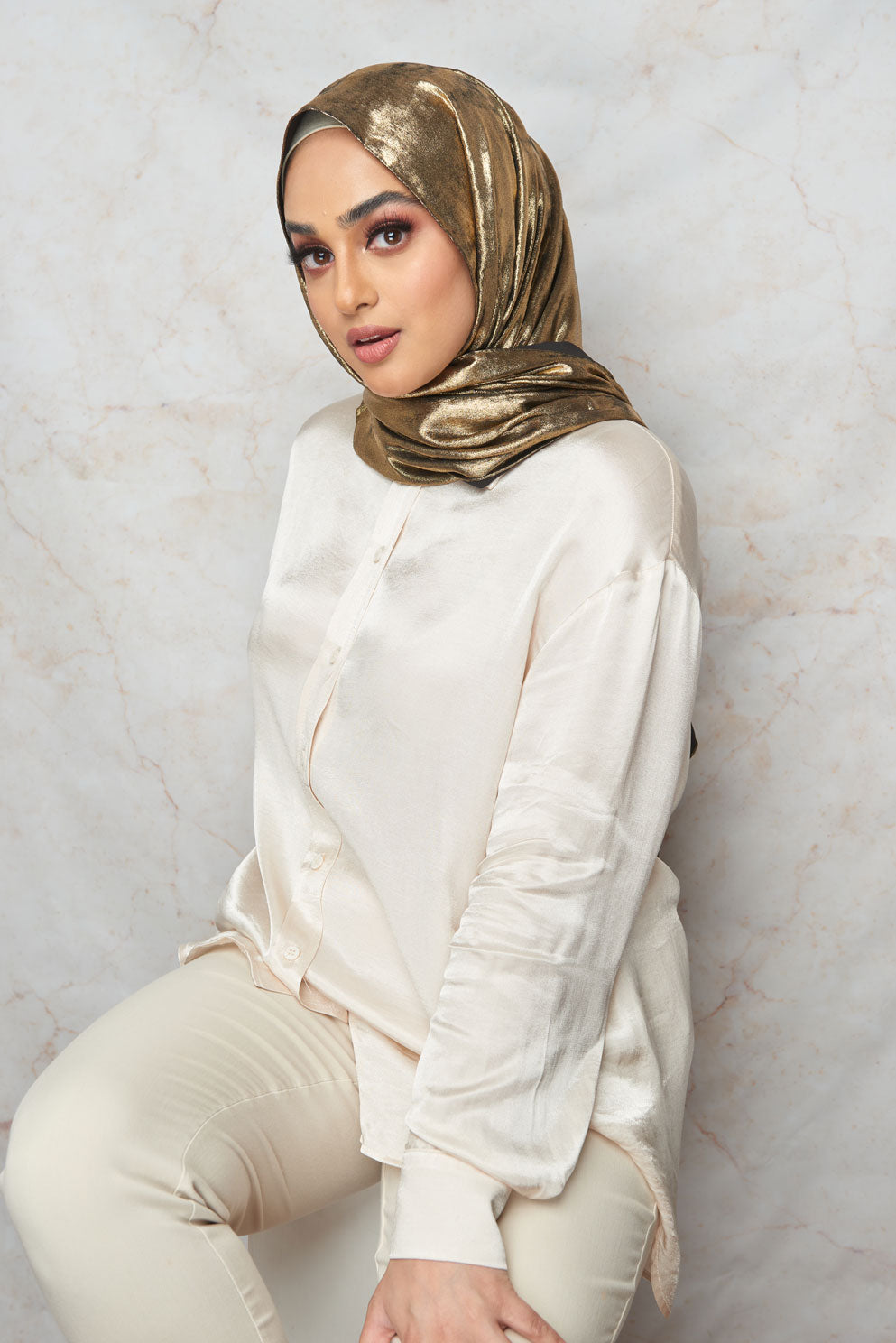 (Summer Breeze Collection) Black With Gold Shimmer Hijab