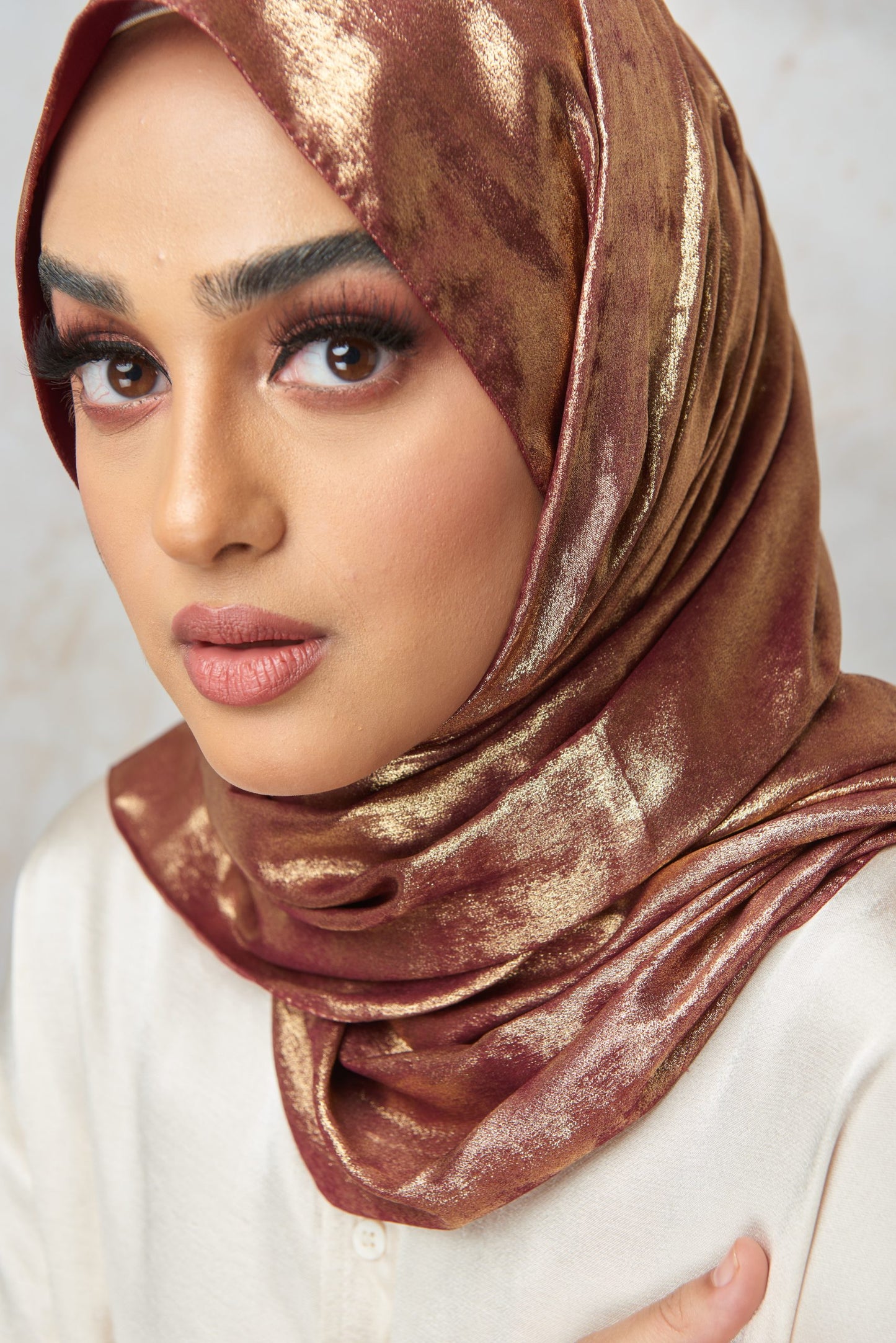 (Summer Breeze Collection) Burgundy with gold shimmer Hijab