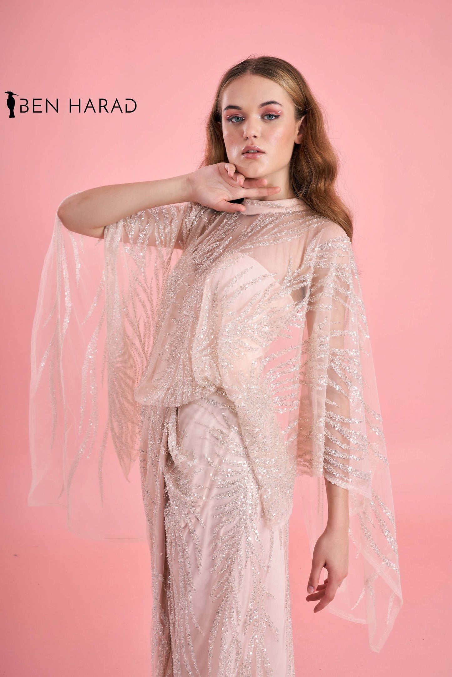 Champagne pink Sequin Glittery Maxi Dress