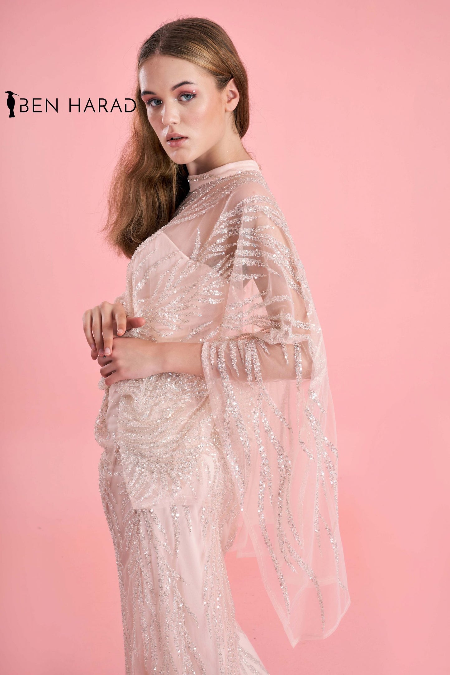 Champagne pink Sequin Glittery Maxi Dress