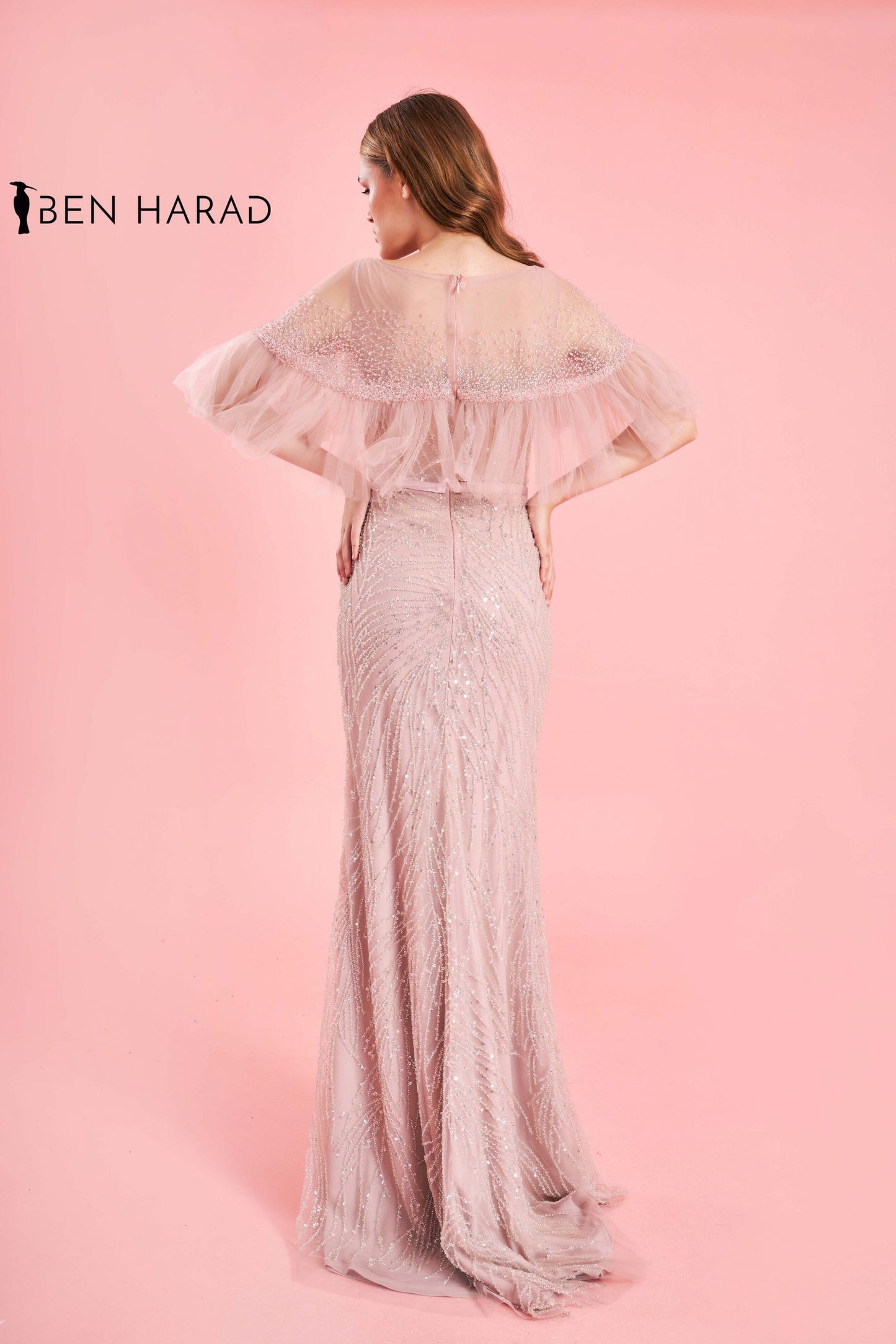 Veiled Pink Sequin Split Thigh Maxi Dress