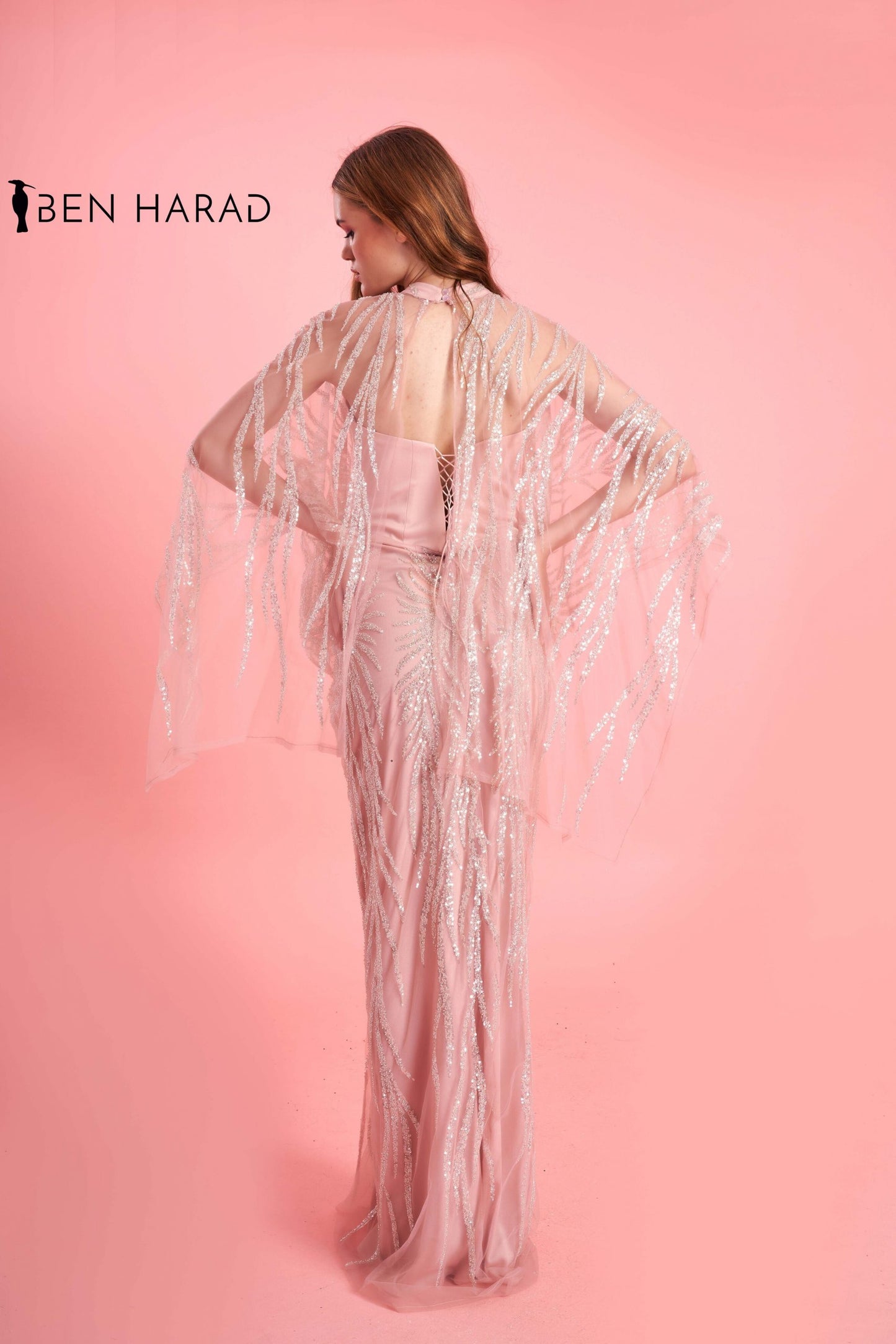 Veiled Pink Sequin Glittery Maxi Dress